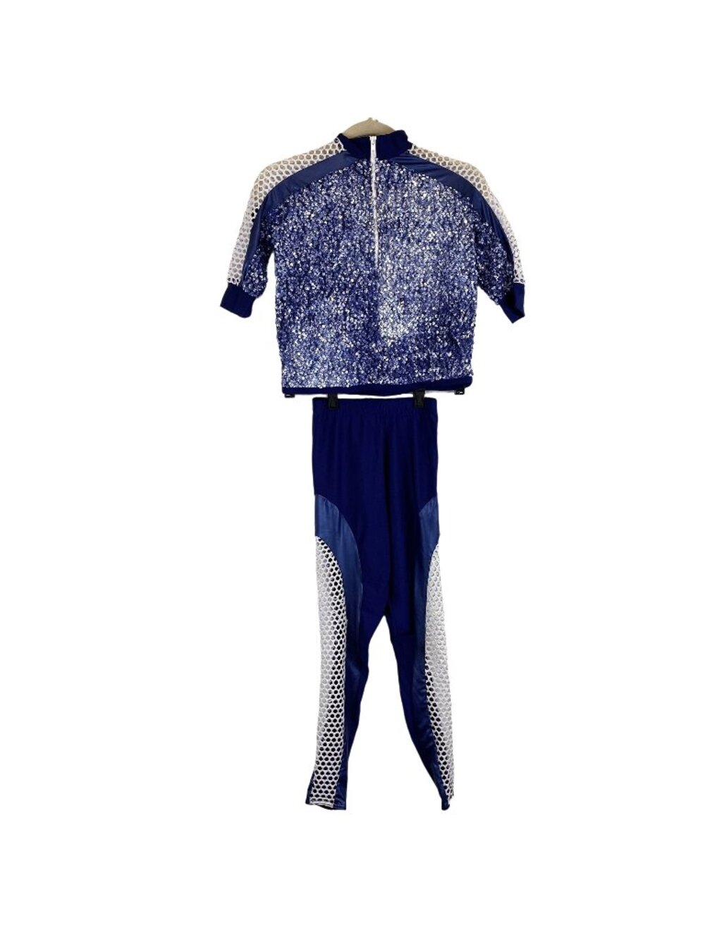 A wish Come True Girls Big Energy Blue Sequin Hip Hop Jacket Pants Costume Set